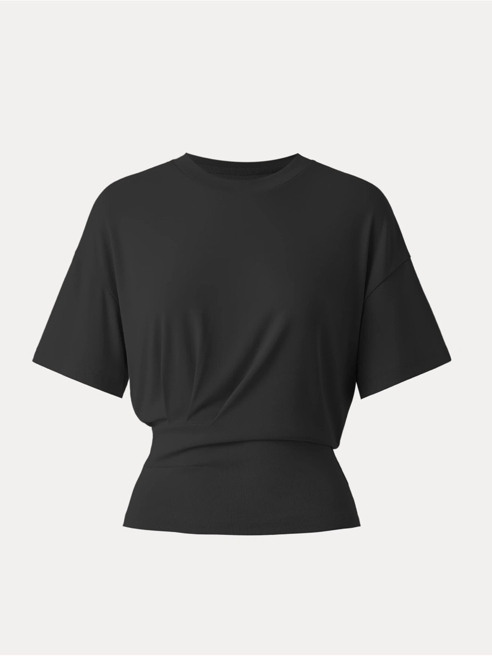 OGL Black Short-Sleeve Cinched Waist Crewneck Top